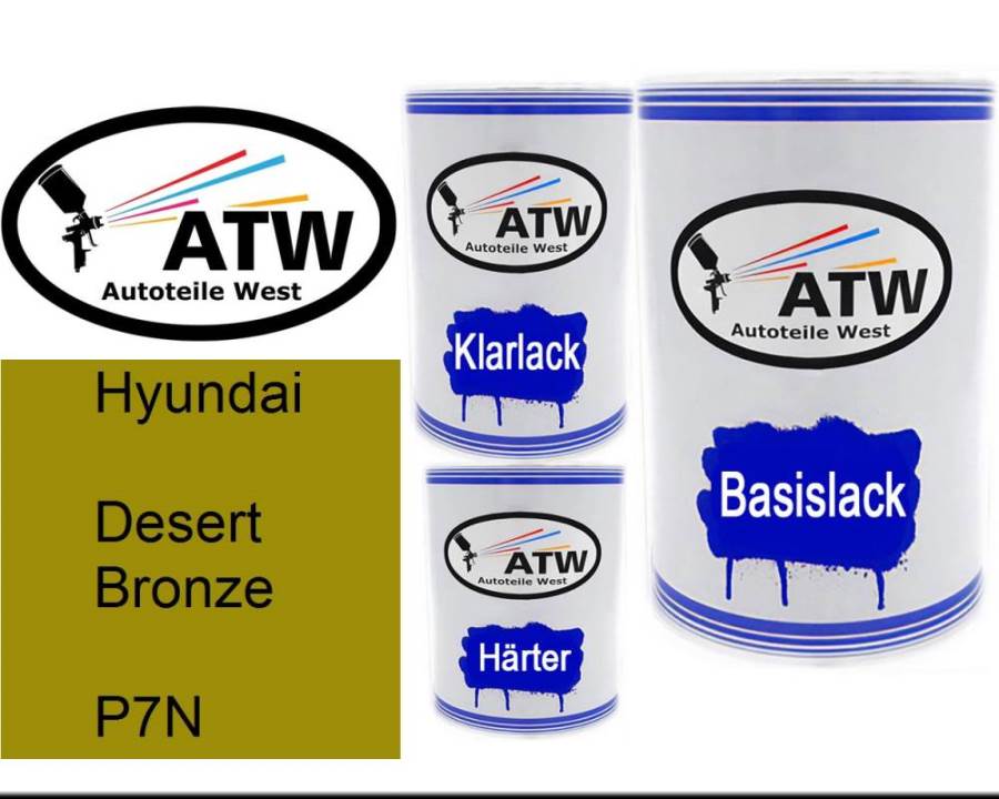 Hyundai, Desert Bronze, P7N: 500ml Lackdose + 500ml Klarlack + 250ml Härter - Set, von ATW Autoteile West.
